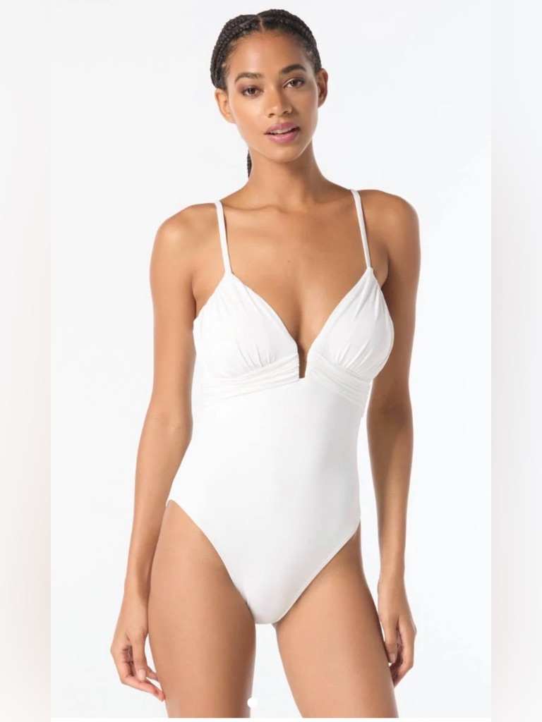 Michael Michael Kors Plunge One Piece Swimsuit - Solids Size 6